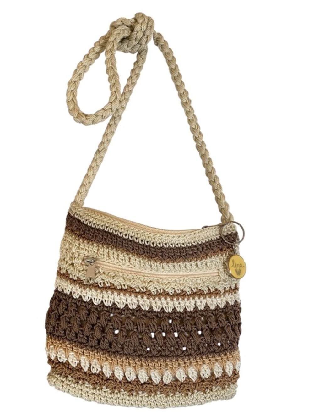 LINA Crochet Crossbody Bag Neutral Earth Tones